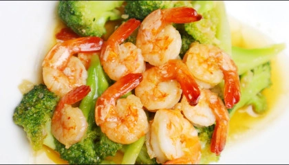 Stir fried broccoli with shrimp recipe - tasty quick recipe