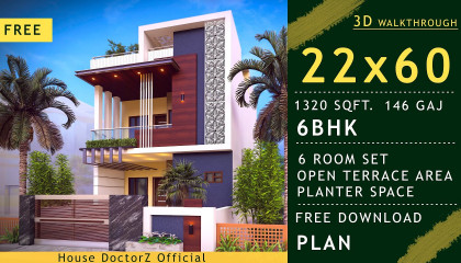 3d Home Design  22x60 feet  6.7x18.2 meter House Design