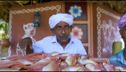 FISH FRY - 40KG Red Snapper Fish Recipe - Fish Gravy Cooking In Village - Traditional Cooking