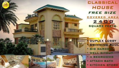 3D Home Design Classical House Design  2400 square feet  Swimming pool