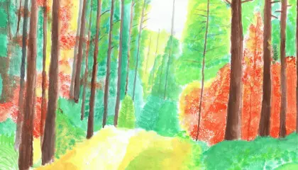 forest painting with water colours