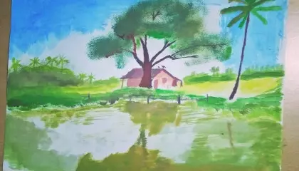 Scenery painting with acrylics