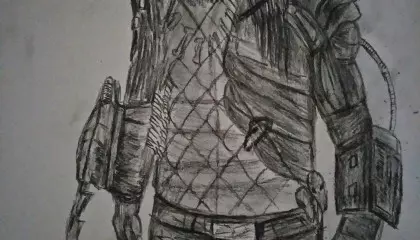 predator drawing with apsara charcoal pencils