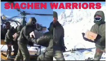 Indian Army delivering food in siachin by cheetah helicopter and NSG fast roping MI-17.