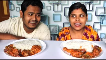 chilli chicken and rice Eating challenge