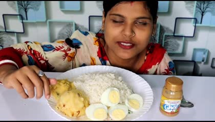 ডিম সিদ্ধ ঘি ভাত_ Eating boiled egg_ ghee and rice_ eating show