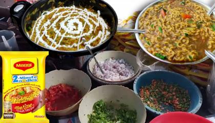India's Famous Vegetable Thali Maggi  Butter Cheese Mayonnaise Thali Maggi  Indian Street Food