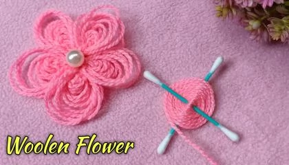 Amazing Hand Embroidery Woolen Flower making ideas with Cotton Buds Sewing Hack