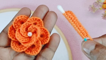 Easy Woolen Flower Craft Ideas with Cotton bud - Hand Embroidery Amazing Trick