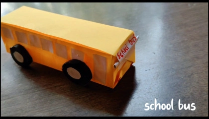 make school bus with color smart paper and cardboard