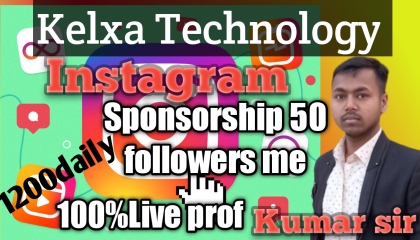 Sponsorship 50 followers me 100% free Instagram me work from home 100%real