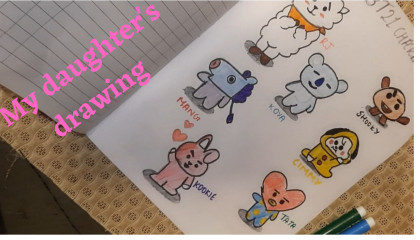 BT21 CHARACTERS/ MY DAUGHTER'S DRAWING/ MOM HASHTAG BLESSED