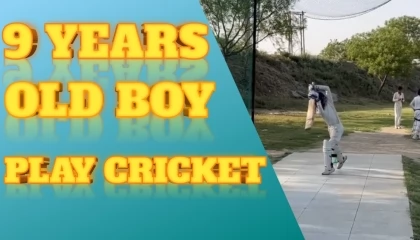 9 Years old Boy Play Cricket