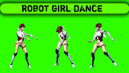 Robot girl dance green screen video