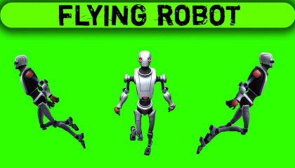robot flying green screen video