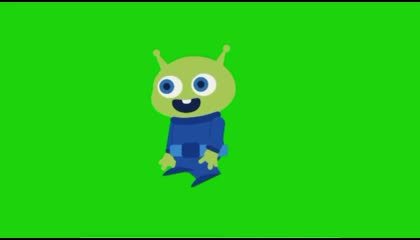 Alien running green screen video
