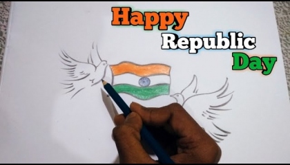 Republic Day Drawing  Flag Drawing  Happy Republic Day 🇮🇳