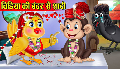 चिड़िया की बंदर से शादी-chidiya ki kahani-Chidiya Kahani- Hindi Cartoon-Tuni Chi