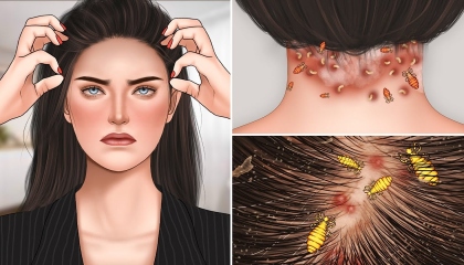 ASMR Removal acne and head lice from the nape at hairline