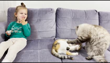 Funny Baby Girl Reaction to a Cat Fight [Try Not To Laugh]