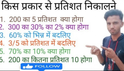 प्रतिशत निकालना सीखे |percentage kaise nikale | pratishat nikalna | percentage
