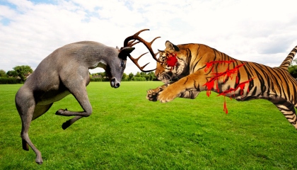Deer vs Tiger insane fight. Tiger attack deer in forest