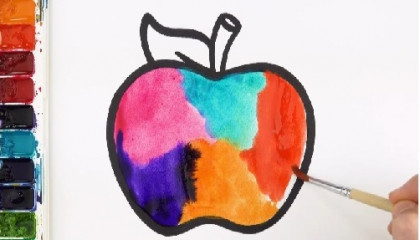 APPLE Drawing, Painting and Coloring for Kids & Toddlers   How to Draw