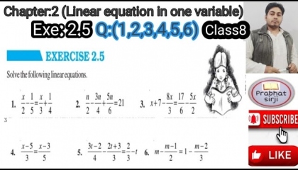 Class 8  Cha 2 Linear equation in one variable  exe 2.5 Q:1,2,3,4,5,6