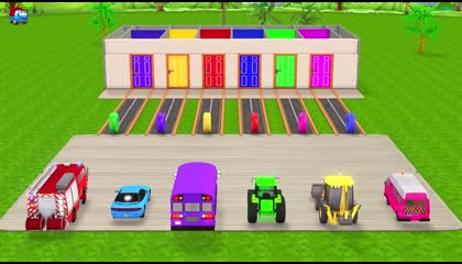 choose the right door with tires fire truck car, school Bus,trekter, JCB,3D game