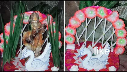 Saraswati puja decoration/ saraswati puja simple decoration.