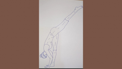 😋😊How to draw Yoga pose-Urdhav Prasarita Ekapadasana  Drawing