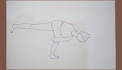 😊☺️How to draw Yoga pose-Baddha Ardha  Chandrasana  Drawing