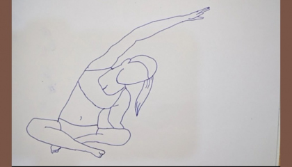 😛😏How to draw Yoga pose Parshva Sukhasana  Drawing