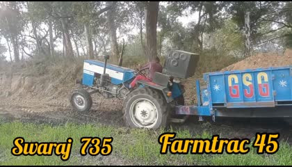 Swaraj 735 Farmtrac 60 मिट्टी की ट्राली के लिए सबसे बढ़िया ट्रेक्टरके