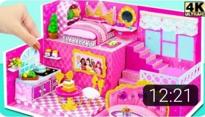 How To Make Amazing Pink Little House with Princess Bedroom from Cardboard ❤️