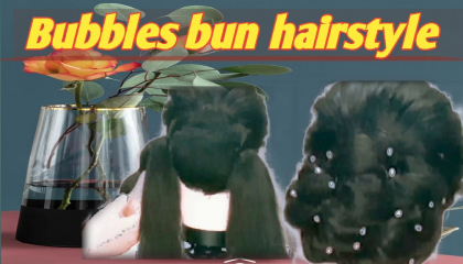 Messy high bun hairstyle