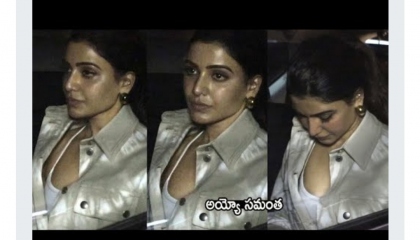 See How Actress Samantha Feels Uncomfortable with Her Dress At Mumbai Airpo 