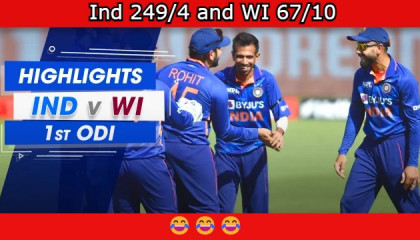 IND v/s WI 1st ODI Highlights  IND 249/4 and WI 69/10