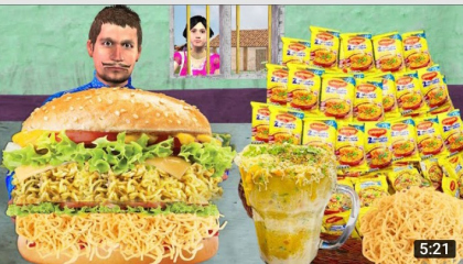 मैगी बर्गर Maggi Burger indan food comady moral story